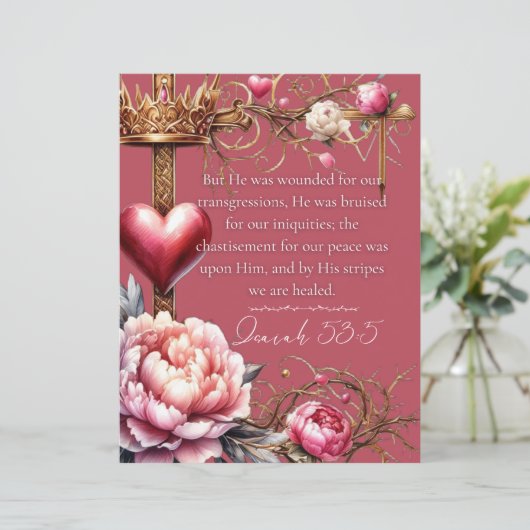 Isaiah 53:5 Healing Scripture Card | Watercolor (スタンド正面)