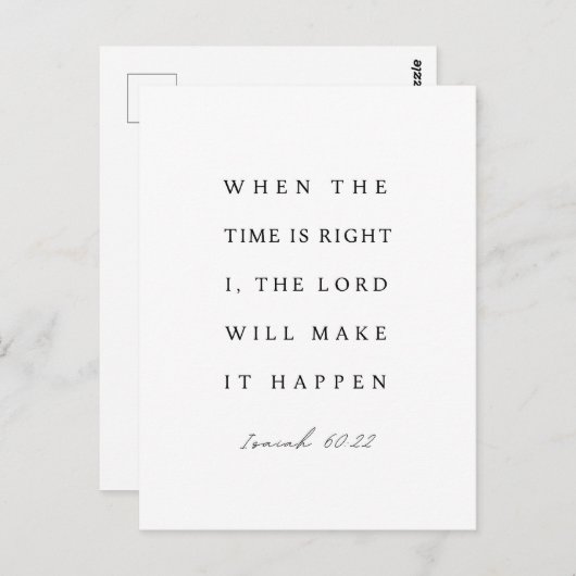 Isaiah 60:22 When the Time is Right ポストカード (正面/裏面)