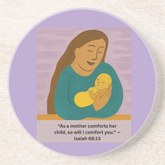 Isaiah 66:13 Comforting Mother and Baby Postcard コースター (正面)