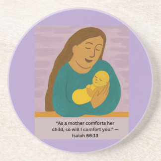 Isaiah 66:13 Comforting Mother and Baby Postcard コースター