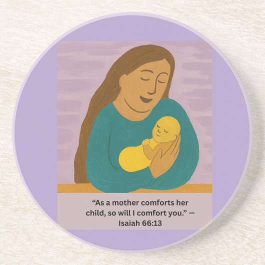 Isaiah 66:13 Comforting Mother and Baby Postcard コースター (正面)