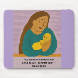 Isaiah 66:13 Comforting Mother and Baby Postcard マウスパッド
