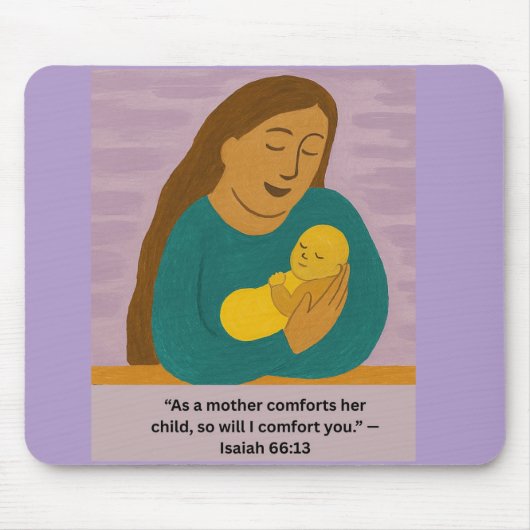 Isaiah 66:13 Comforting Mother and Baby Postcard マウスパッド (正面)