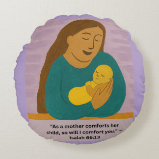 Isaiah 66:13 Comforting Mother and Baby Postcard ラウンドクッション