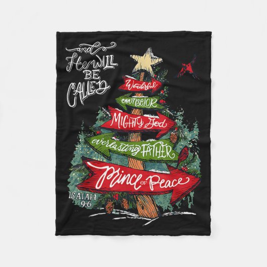 Isaiah 9_6 And He Will Be Called Jesus Christmas C フリースブランケット (正面)