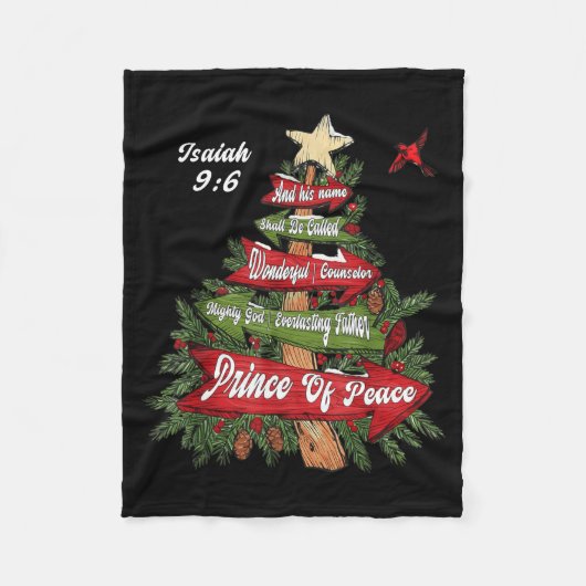 Isaiah 9_6 And He Will Be Called Jesus Xmas Tree C フリースブランケット (正面)