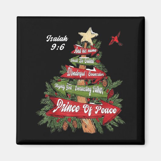 Isaiah 9_6 And He Will Be Called Jesus Xmas Tree C マグネット (正面)