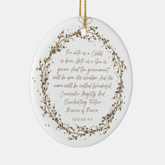 Isaiah 9:6 For Unto Us A Child Christmas Christian セラミックオーナメント (右)