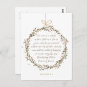 Isaiah 9:6 For Unto Us A Child Christmas Christian ポストカード (正面/裏面)