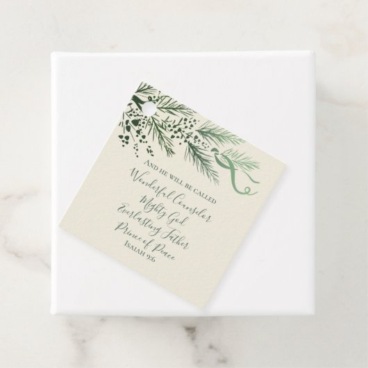 Isaiah 9:6 Personalized Modern Pine Christmas Gift フェイバータグ (インサイチュ)