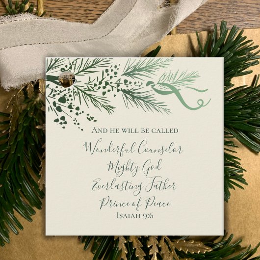 Isaiah 9:6 Personalized Modern Pine Christmas Gift フェイバータグ