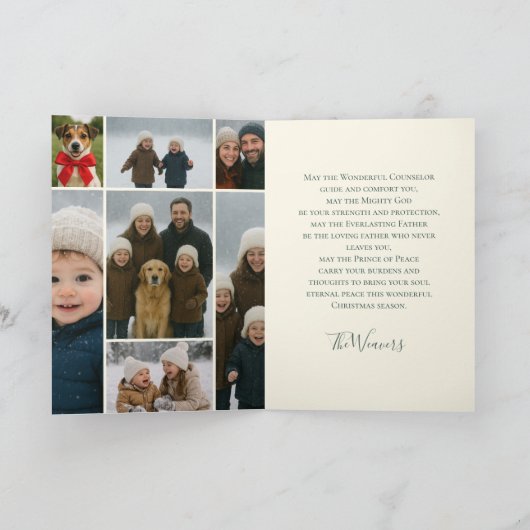 Isaiah 9:6 Scripture Pine & Bow Photo Christmas シーズンカード (内部)