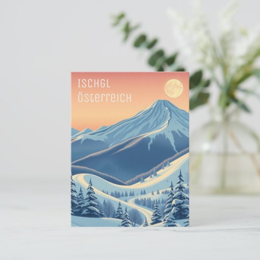 Ischglオーストリアヨーロッパスキー休暇はがきモダン ポストカード (スタンド正面)