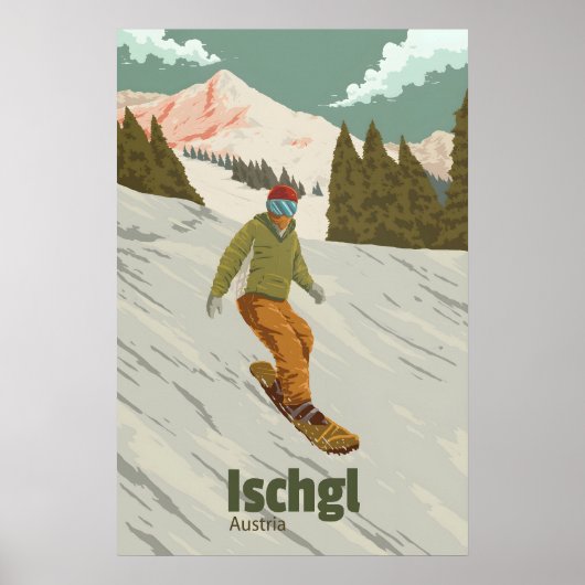 Ischgl Austria Snowboarding Travel Poster ポスター (正面)