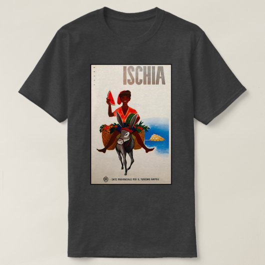 Ischia vintage travel poster tシャツ (デザイン正面)