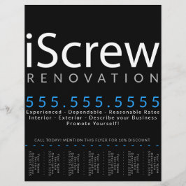 iScrew。大工の請負業者ビルダーティーシート チラシ