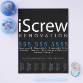 iScrew。大工の請負業者ビルダーティーシート チラシ (シングル)