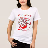 iScuba – 赤い丸と手のひらとスキューバダイバー トライブレンドTシャツ (正面)