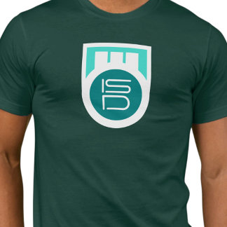 ISD メンズ ターコイズ ティール ロゴ ストリートウェア レトロ Tシャツ