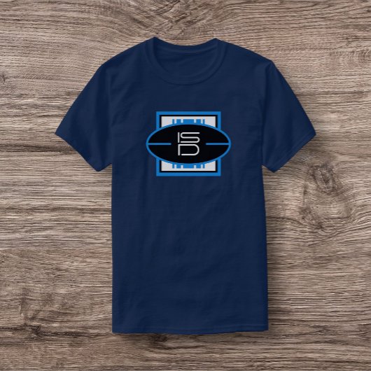 ISD ユニセックス ブルー ホワイト ロゴタイプ I Tシャツ