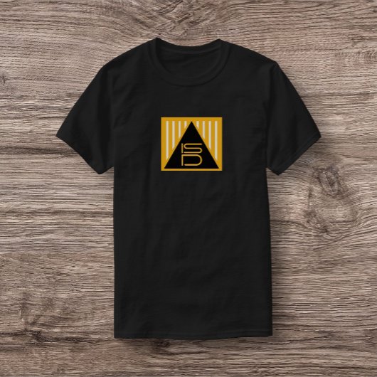 ISD ユニセックス 黒と金 三角形 シンボル Tシャツ