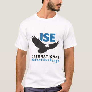 ISEスクエアロゴ付きメンズホワイトTシャツ Tシャツ