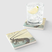 Iseebi & Ebi – クロウフィッシュ(とげのあるロブスター)とエビ ストーンコースター (横)