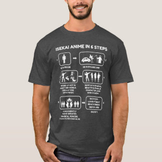 Isekai Anime In Si Steps Funny Isekai Anime Novelt Tシャツ