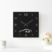 ISF白いブラシストロークロゴ スクエア壁時計 (ホーム)