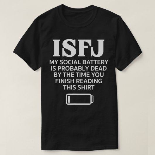 ISFJ社おもしろい会電池内向き不器用な人 Tシャツ (デザイン正面)