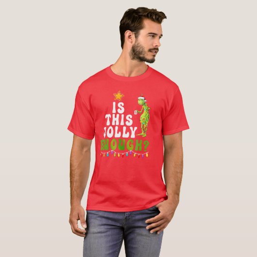ishis Jolly Enough Green Merry Christmasree Lights Tシャツ (正面フル)