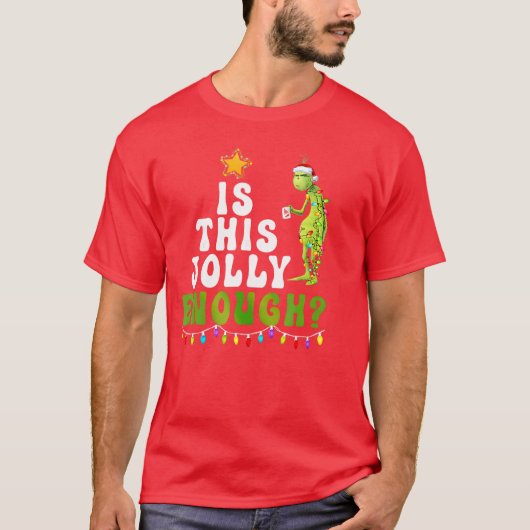 ishis Jolly Enough Green Merry Christmasree Lights Tシャツ (正面)