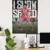 ishowspeed風フットボールイラスト ポスター (ホームオフィス)