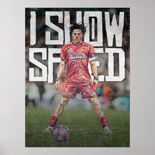 ishowspeed風フットボールイラスト ポスター (正面)