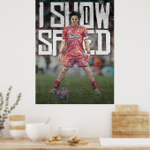 ishowspeed風フットボールイラスト ポスター (キッチン)
