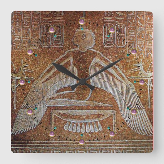 ISIS、アンティーク・ブラウン・セピア スクエア壁時計 (正面)