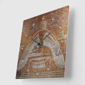 ISIS、アンティーク・ブラウン・セピア スクエア壁時計 (傾斜)