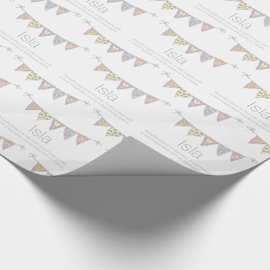 Isla名パーソナライズされた名のバンティングギフトラップ ラッピングペーパー (コーナー)