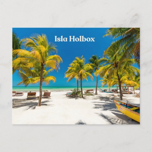 Isla Holbox Mexico Beautiful Beach with Palms ポストカード (正面)