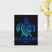Isla Mujeres Mexico Sea Turtle Tie Dye Hibiscus Va カード (黄色い花)