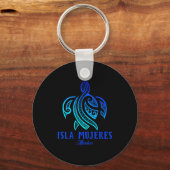 Isla Mujeres Mexico Sea Turtle Tie Dye Hibiscus Va キーホルダー (正面)