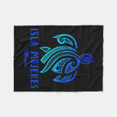 Isla Mujeres Mexico Sea Turtle Tie Dye Hibiscus Va フリースブランケット (正面(横))