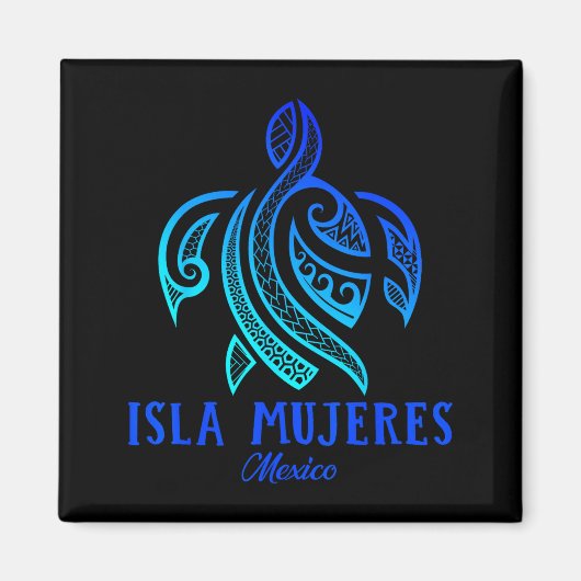 Isla Mujeres Mexico Sea Turtle Tie Dye Hibiscus Va マグネット (正面)