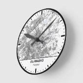 Islamabad Clock City Line Art ラウンド壁時計 (傾斜)