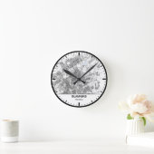 Islamabad Clock City Line Art ラウンド壁時計 (ホーム)
