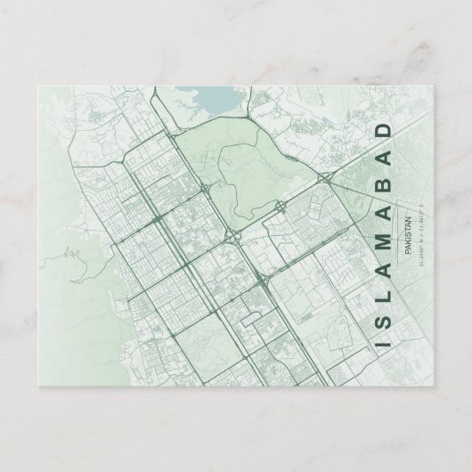 Islamabad Pakistan Map Minimal Postcard ポストカード (正面)