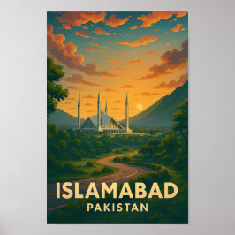 Islamabad Pakistan Vintage Travel Poster  ポスター