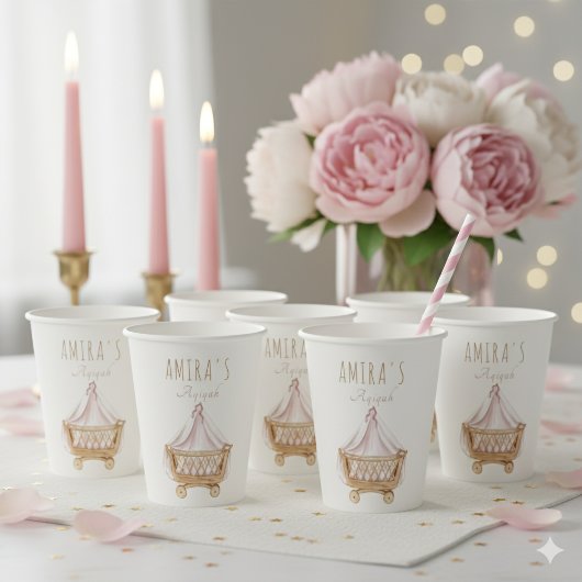 Islamic Aqiqah Paper Cup for Baby Girl 紙コップ