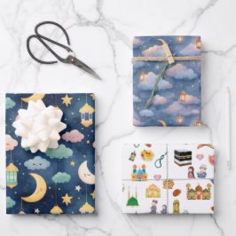 Islamic Baby Gift Wrap Set 3 Cute Designs ラッピングペーパーシート