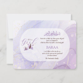 Islamic Baby Girl Birth Announcement Card Aqeeqah  案内状